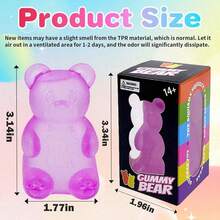 Purple Maltose Gummy Filled Squeeze Toys, Gummy Bear & Sugar Ball Sensory Fidget Toys For Kids & Adults, Slow Rising Squishy Stress Balls For Anxiety Relief & Focus - MYTBear-orange - 查看 2