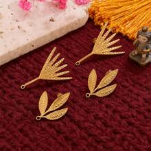 6 Peças Brincos em Formato de Estrela e Folha Boêmia Banhados a Ouro 18K em Aço Inoxidável Suprimentos para Fazer Joias DIY Base de Brinco Componentes de Coluna Adequados para Mulheres Usarem - brincos - Visão 4