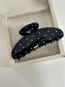 2 piezas/1 pieza Pinzas para el cabello de plástico con lunares negros y blancos de 4.13 pulgadas/10.5 cm, elegantes y versátiles de unicolor minimalistas, adecuadas para uso diario, casual, fiesta, viaje, playa, moño, cola de caballo, lavarse la cara, maquillaje, accesorio de vestimenta, atuendos de verano, pinzas de playa de verano - Blanco y Negro - Ver 4