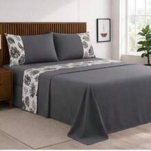 Alegra 400 Thread Count Silk Touch 4-Piece Sheet Set For Double/Queen/King Sizes - Premium Comfort - Luxury Monstera Leaf - View 1