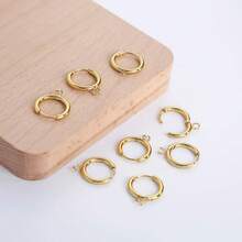 10个耳环开口连接环，多功能时尚不锈钢首饰DIY配件 - 金黃色 - 查看 4