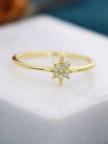 优雅女士星形戒指，可叠戴戒指，送给妻子的节日礼物 - golden - 查看 8