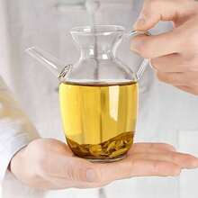 300毫升高硼硅玻璃茶壶套装，耐热家用茶具，微波炉适用茶壶，带滤网和茶盘 - 彩色 - 查看 6
