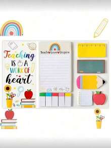 1 Bộ Sổ Lưu Niệm Tiệc Ngày Nhà Giáo, Quà Tặng Tiệc, Sổ Ghi Chú Hoạt Hình, Bộ Sổ Ghi Chú, Giấy Ghi Chú Tự Dính Tùy Chỉnh Dành Cho Giáo Viên, Bộ Giấy Ghi Chú Văn Phòng Phẩm, Quà Tặng Ngày Nhà Giáo - Nhiều màu - Xem 2