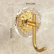 1/4pcs Wall Mounted Acrylic Self-Adhesive Hooks, Heavy Duty Strong Adhesion, Waterproof, Gold Color, For Bathroom Kitchen Wardrobe Door Back Hanging Clothes Organizer Storage Solutions (3.35 Inches) - View 5