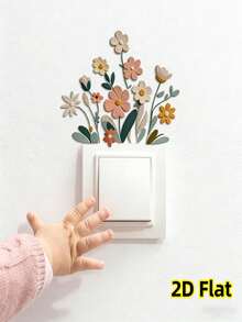1pc Floral Pattern Switch Sticker, Modern PVC Switch Sticker Suitable For Home, Removable Self-Adhesive Wall Sticker Art, Floral Decor Switch Sticker Suitable For Bedroom, Living Room And Bathroom, 2D Flat Print Sticker, Easy To Peel And Stick PVC, Spring Theme Decor, 2D Flat - A - View 4
