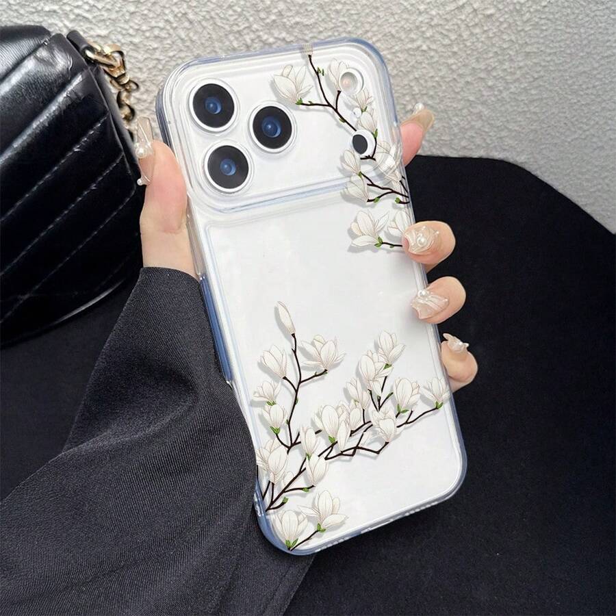 1 ốp lưng TPU mềm trong suốt chống sốc với họa tiết hoa mộc lan được sơn UV, phù hợp với 7/8/7PLUS/8PLUS/X/XS/XR/XSMAX/11/11PRO/11PROMAX/12/12PRO/12PROMAX/12MINI/13/13PRO/13PROMAX/13MINI/14/14PRO/14PROMAX/14PLUS/15/15PRO/15PROMAX/15PLUS/16/16pro/16promax/16PLUS/17/17pro/17promax/AIR - Nhiều màu - Xem 1