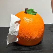 1pc./Exquisite Resin Orange Tissue Box| Multifunctional Napkin Holder, Unique Tissue Dispenser Storage, Suitable For Bathroom, Bedroom Vanity, Home And Kitchen Decoration BYVE - 橙色紙巾盒 - 查看 3