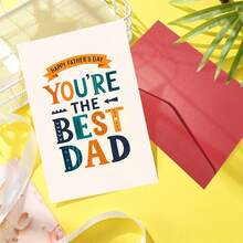 1pc Single Happy Father'S Day Card That Is Perfect For Expressing Gratitude To The Greatest Dad. Celebrate This Special Occasion With A Sincere Message, Making It An Ideal Gift For Fathers At Home Or In The Workplace, Complete With An Envelope - Greeting Card + Envelope - View 5