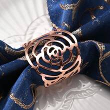 6/10pcs Elegant Metallic Rose Napkin Rings, Suitable For Wedding Decor, Friends Gathering, Romantic Holiday Party, Gift And Beautiful Tabletop Decoration - Multicolor - View 8
