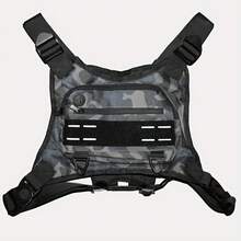 Men's Tactical Chest Pack With Built-In Phone Holder And Adjustable Strap MOLLE Webbing EDC Backpack For Running Cycling Camping Safety Zipper Compartment Hands-Free Viewing Outdoor Durable Polyester Gym Travel Black - Gray-white Camouflage - View 2