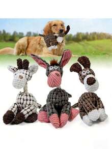 3件套宠物毛绒打结玩具，带声音的咀嚼玩具，适合中小型犬 - 彩色 - 查看 4