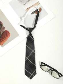 1pc Women's Preppy Style Bowknot Necktie, Suitable For School Uniform, Party, Daily Wear For Dress For Christmas Decor - Plaid Tie - View 9