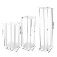 WUPYI2018 Acryl Vase Hochzeit Mittelstücke, 3 Pcs klar Spalte Blume Display Stand, geometrische Display Stand für Home Decor - A - Übersicht 4