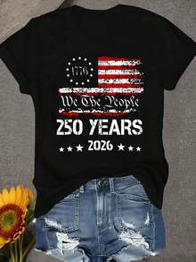 250th Anniversary 2026 Our People Crew Neck Pullover Comfortable Soft Women's T-Shirt - 黑色 - 查看 1