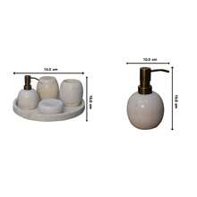 Bathroom Accessories - White Marble Bathroom Set Set Of 5 - White - View 3