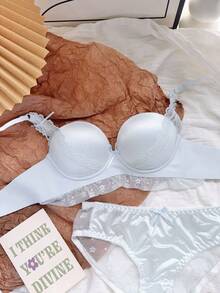 Sweet And Cute Pure Lust Underwear Japanese Girl Ultra-Thin Rabbit Ears Big Breasts Small Breasts Sexy Bra Set - Baby Blue - View 8
