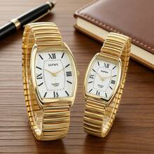 XAPWV Unisex Oval Quartz Watch, Casual Elastic Strap, Minimalist Design, Suitable For Daily Wear, Commuting And Gift - Multicolor - View 8