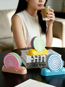 1pc Cute Cartoon Snail Coaster Set, 6pcs/Set, PP Plastic, Non-Slip Heat Insulation, Practical Decoration For Kitchen And Living Room - Yellow - View 3