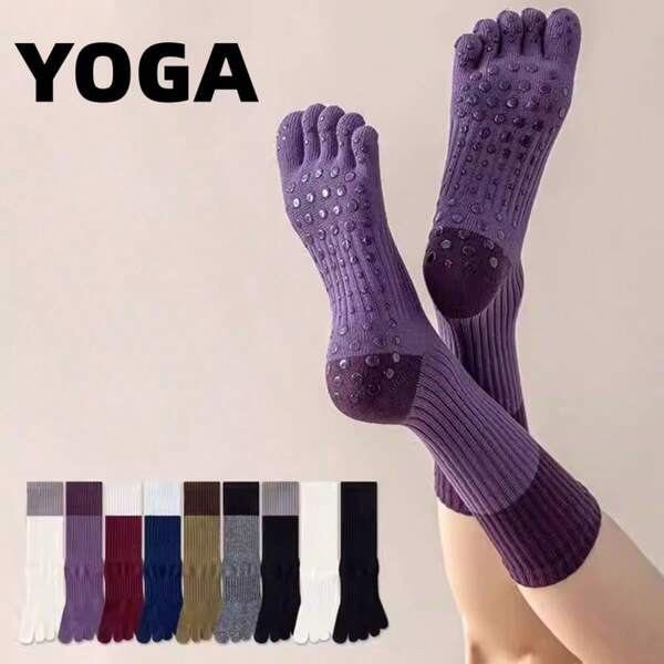 1 Đôi tất yoga năm ngón chuyên nghiệp, tất cổ cao dành cho nữ, bao bì tinh tế, phù hợp mọi mùa, chống trơn trượt và thấm hút mồ hôi, nhiều màu sắc, thích hợp cho yoga, pilates, thể dục, v.v.