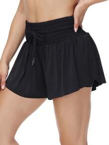 3 Pack Plus Size Women's High Waisted Tennis Shorts With Pockets - Yoga Running Fitness Workout Shorts, Soft Stretchy Casual Summer Athleisure Wear (Sky Blue, Pink, Black) - 天藍色+粉紅色+黑色 - 查看 3