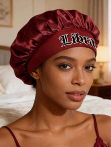 1 pièce Bonnet de nuit en satin premium avec bord large élastique, Bonnet de douche 2-en-1 pour femmes, convient pour le sommeil de nuit, les voyages et les soins capillaires, l'été, la plage, les chapeaux, les vacances, les festivals - Rouge foncé - Voir 4