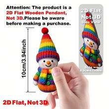 16pcs 2D Flat Snowman Christmas Decorations, Cute Knitted Style Christmas Tree Ornaments, UV Printed Acrylic Snowman Decor For Holiday Party - Multicolor - View 3
