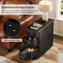 Tribesigns 23.6" No Assembly Required Solid Wood End Table With 2 Drawers, Narrow Bed Side Table For Living Room, Accent Table For Sofa Or Bedside, Finished Back,Vintage Wood Nightstand For Bedroom, Black - 黑色 - 查看 6