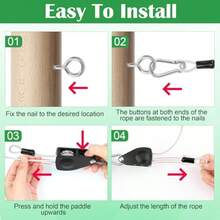 Clothesline For Travel50Ft Retractable Cloteine Outdoor Eavy Duty Travel Cloteine Retractable Clotes Line  Ouide Travel Cam Clotes Line Galvanized Steel Material Wit 10 Cls Stoe Bag - White - View 7