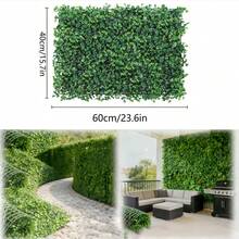 1pc Artificial Evergreen Ivy Panel, Deep Green Plastic Hedge, Fake Greenery. Suitable For Indoor/Outdoor Privacy Screens, Wedding/Home/Office Decor, Spring, Balcony Shading, Wall Decoration - Multicolor - View 2