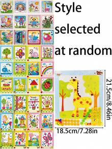 8pcs Handmade Button Art Craft, Creative DIY Collage Toy Set, Cartoon Button Collage Painting, Suitable For Children Handmade Birthday Gift - Multicolor - View 6
