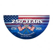 4th Of July Garden Flag, Semi-Circle Letters Print Bunting Patriotic Flag Party Favor Photo Props - màu xanh da trời - Xem 7