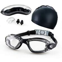 Waterproof Anti-Fog Swimming Goggles With Nose Clip, Ear Plugs And Swimming Cap, Unisex - Multicolor - View 8