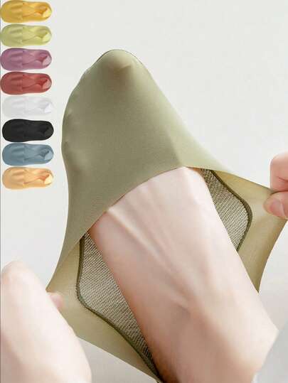 1/5/10 Pairs Of High-Quality Women's Matching Casual Socks Summer Thin Invisible Solid Color Version ﻿