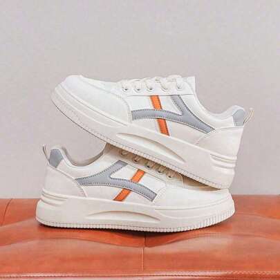 女士休闲平底滑板鞋，多功能低帮系带运动鞋，休闲户外步行运动鞋