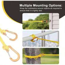 Portable Travel Clothesline, Windproof Clothes Laundry Line With Clothespins Hang Holes, Indoor Outdoor Clothes Drying Rope Hotel, Backyard, Cruise , Camping Yellow, 12.5 Ft - Yellow + 12.5 Ft - View 5
