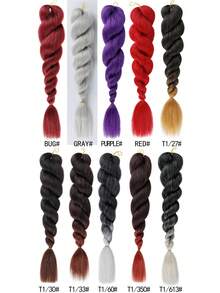 1 bộ tóc giả bện màu tím dài 24 inch cho bé gái, có đuôi tóc dài thẳng bồng bềnh, thích hợp cho bé gái sử dụng hàng ngày, dự tiệc và các buổi tụ họp. - Nhiều màu - Xem 10