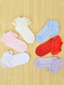 2 đôi tất công chúa xếp ly cho bé gái, thiết kế bèo nhún lớn mềm mại. - Nhiều màu - Xem 2