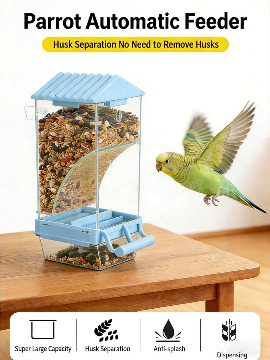 房屋造型自动喂鸟器 - 谷壳分离，大容量，适用于虎皮鹦鹉、爱情鸟 - A/房屋結構 - 查看 1