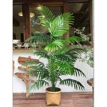116cm Large Artificial Palm Tree, Tropical Palm Leaves, Fake Palm Plant, Tall Tree, Lifelike Turtle Back Bamboo Leaves, Suitable For Home, Kitchen, Outdoor, Office Decor, No Pot - Green - View 3