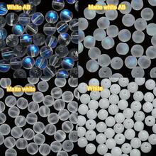 100pcs Round Frosted AB Glass Beads With Holes - Available In 8mm Size, Sparkling White Glass Beads With AB Plated Beads, Suitable For Loose Bead Design, Perfect For Jewelry Making, Including Beads For Bracelets And Necklaces ﻿ - Multicolor - View 5