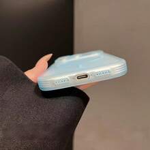 1个极简亲肤磁吸无线充电手机壳，兼容苹果17 Pro Max、Air 16、15、14、13、12 Pro/Max/Plus，磨砂半透明防震保护套 - 透藍 - 查看 5