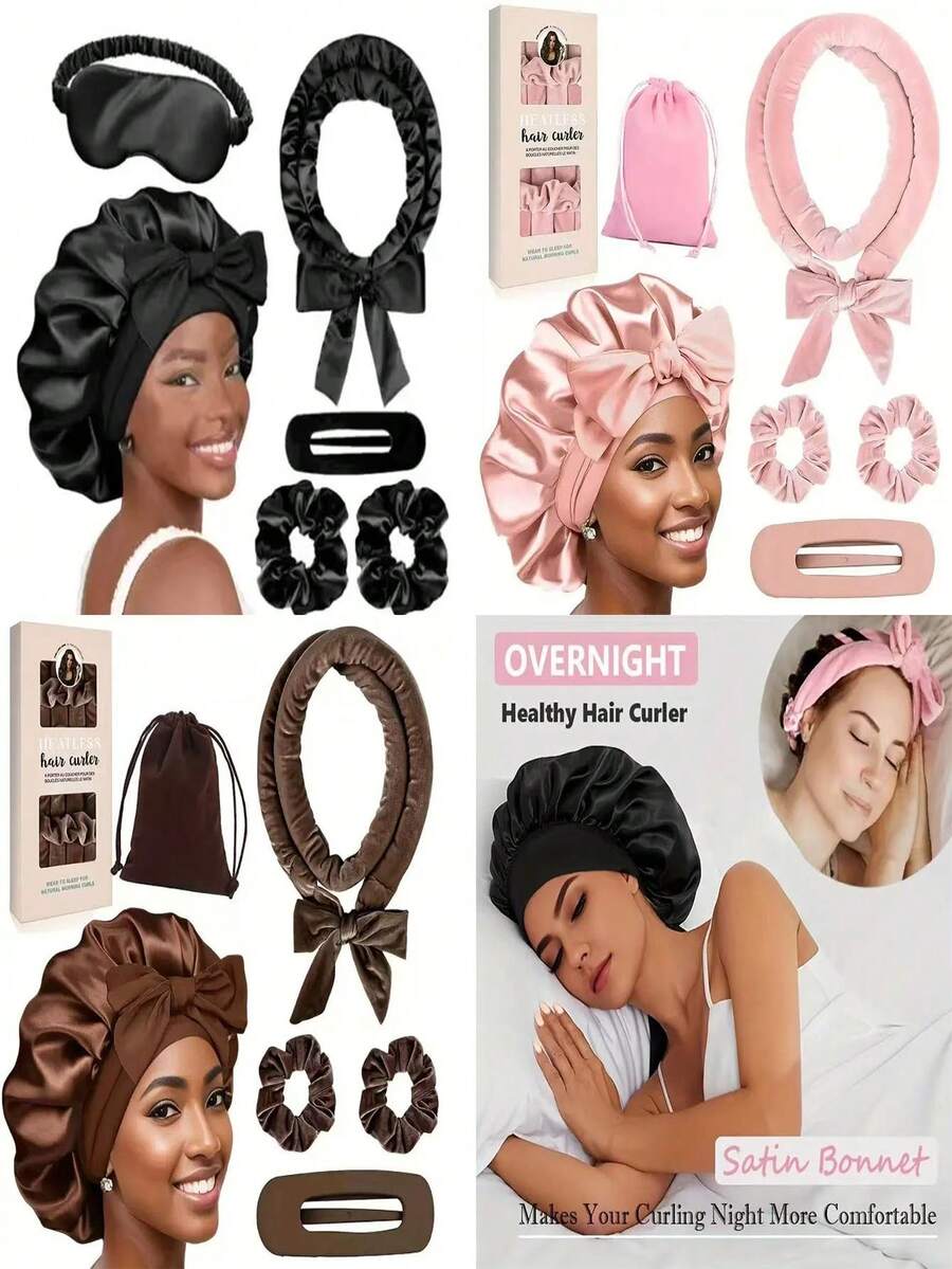 4pcs No-Heat Butterfly Curling Rods - Velvet No-Heat Curling, Curling Rod Heads, No Need To Heat Overnight Curling, Hair Styling Set, Hair Tool Kit, Hair Accessory - Multicolor - View 1