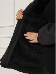 Women's Puffer Jacket With Faux Fur Lining, Comfortable And Stylish - Black - View 3