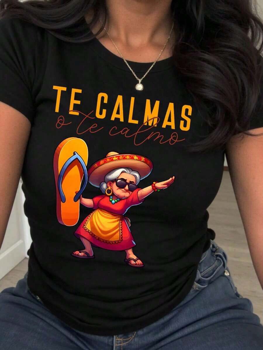 1 Camiseta Casual de Moda para Hombres y Mujeres, Estilo Vintage, con Estampado de Letras Divertidas, Cuello Redondo, Manga Corta, Camiseta Casual para Madres, Camisetas Gráficas para Mujeres, Versátiles, fáciles de combinar, adecuadas para uso diario, estilo urbano, ropa de vacaciones, ropa de fin de semana. - Negro - Ver 1