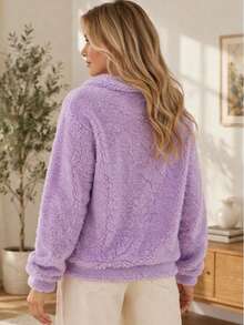 Women's Fleece Sweatshirt/Cold Weather Jacket - 紫丁香色 - 查看 2