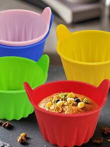 4pcs Air Fryer Baking Cups, Silicone Baking Tray, Thickened Double-Ear Muffin Cups, Cake Mold - Multicolor - View 2