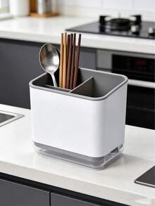 1个餐具沥水架，厨具架水槽置物架碗碟晾干架，厨房收纳配件，适用于餐具、银器、筷子、刀叉、勺子、锅铲（灰色） - 灰色 - 查看 1