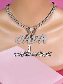 Mặt dây chuyền tên chữ kiểu cọ vẽ tùy chỉnh, mặt dây chuyền khắc tên lấp lánh như băng với dây chuyền mini kiểu , quà tặng trang sức cá nhân hóa, quà tặng độc đáo, phụ kiện đôi, phụ kiện dự tiệc, chế tác tinh xảo, thời trang, trang sức, quà lưu niệm tốt nghiệp, phong cách Hip Hop - Màu Bạc Cổ - Xem 2