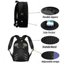 For & Cute Robot (Ro-B-L-O-X) Print Backpack - Lightweight With Adjustable Straps, 15-Inch Computer Bookbag, Durable Design For Travel & Casual Use, Secure Zippers - Black - View 6